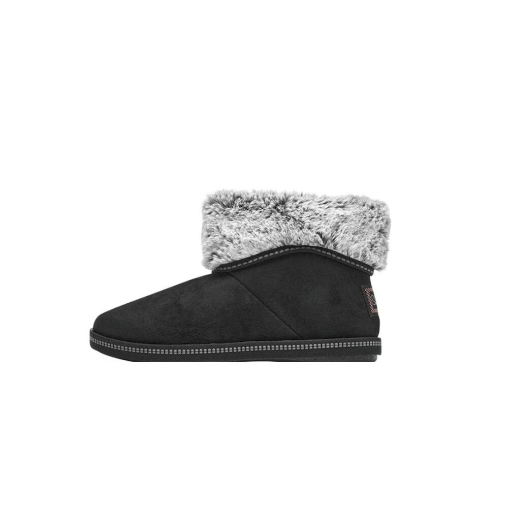 Skechers Meant to Be Booties Black Suede Faux Fur Womens Size 9M New in Box